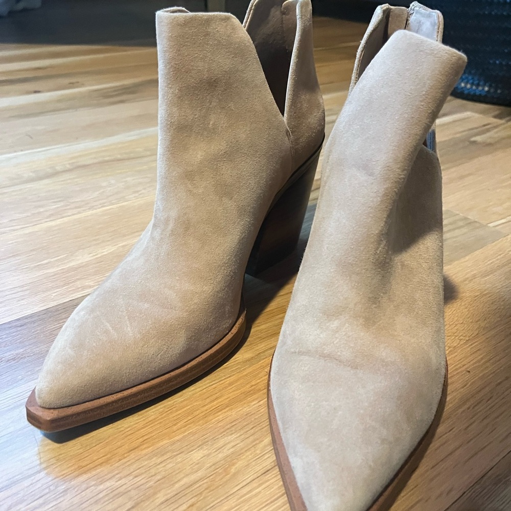 Vince Camuto Beige Suede Heeled Boots
